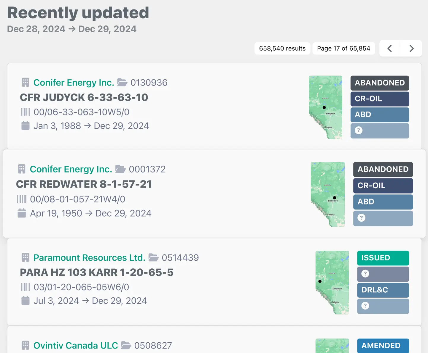 Recent well site updates